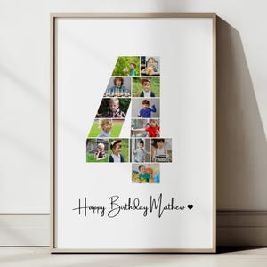 4th Birthday Photo Collage Template – Editable Canva Design | Canva template | Milestone | Instant Download | Custom Birthday Gift ideas