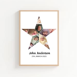 Star Photo Collage Template: Personalized Keepsake (Digital Download)