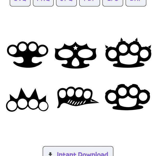 Brass Knuckle Silhouette SVG, svg, dxf,Brass Knuckle eps,Brass Knuckle Cricut,Brass Knuckle Clipart, Silhouette Cut File, Instant Download