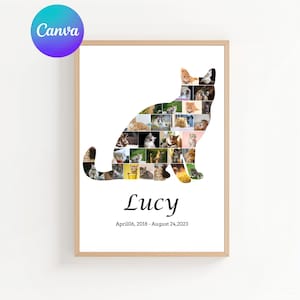 Custom Cat Gift - Cat Photo Collage Template for Cat Lovers, Pet Owners Gifts, Memorial Collage