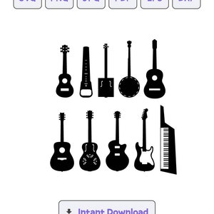 Different Guitar SVG, PNG, eps -Guitar Silhouette Pack | Digital Download | Guitar Shape SVG, Svg, Guitar png, Guitar Silhouette Pack