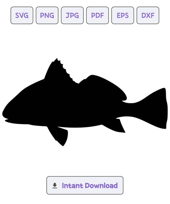 Black Drum Fish Silhouette SVG Svg Dxf Black Drum Fish Eps Etsy