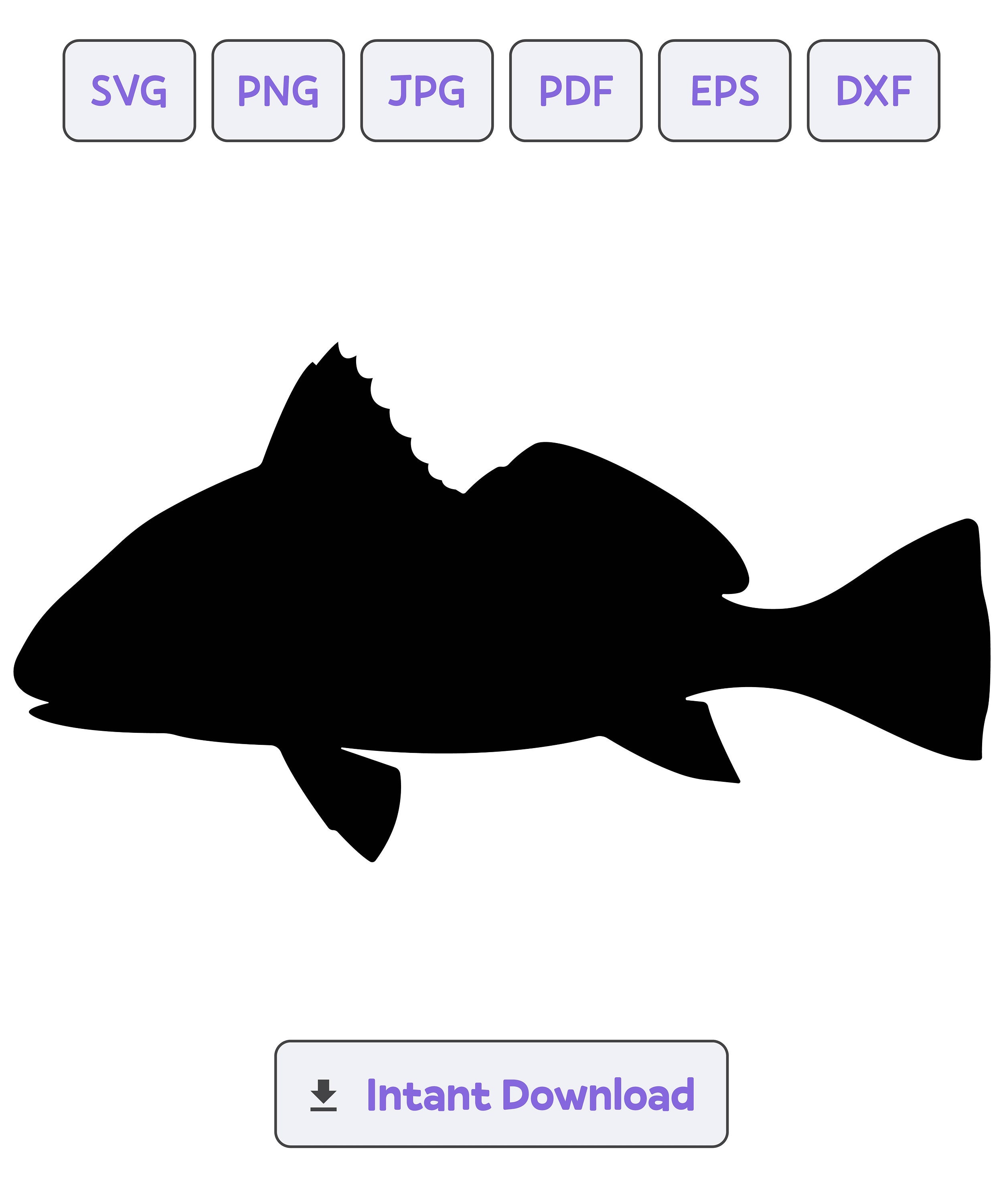 Black drum fish Silhouette SVG, svg, dxf, Black drum Fish eps, Cricut, Black drum Fish Clipart, Fish Silhouette Cut File, Instant Download