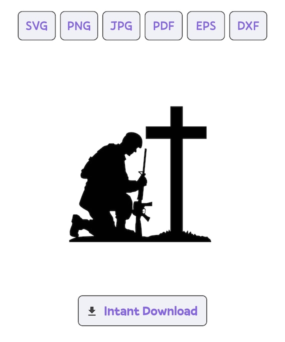 Kneeling Soldier Silhouette Pattern