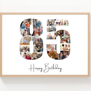 Plantilla de collage de fotos para el 85.º cumpleaños / Póster editable en Canva / Celebración de un hito / Descarga instantánea