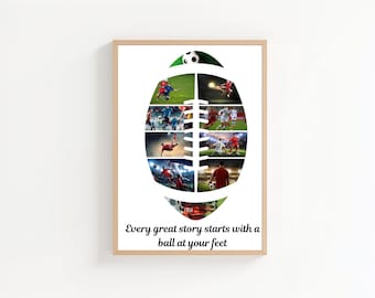 Football Photo Collage Template: Custom Sports Gift (Canva, Digital Download)