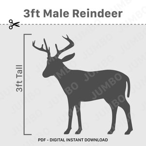 3 Ft Christmas Reindeer Printable Template for Home Decor, Print Trace and Cut templates PDF Files