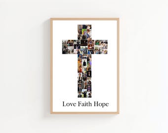 Church Cross Photo Collage: Christian Memorial Keepsake (Digital Download)