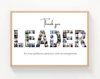 Personalisierte Anführer Foto Collage Kunstdruck: Einzigartiges Abschiedsgeschenk (digitaler Download)