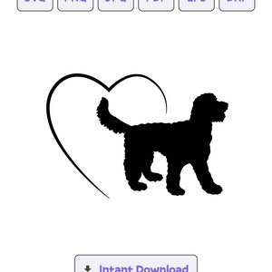Doodle doré en coeur Silhouette SVG, svg, dxf, Golden Doodle eps, Cricut, Golden Doodle Clipart, fichier de coupe Silhouette, téléchargement immédiat