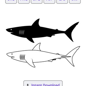 Great white shark Silhouette SVG, svg, dxf, eps, Cricut, Clipart, Silhouette Cut File, Instant Download