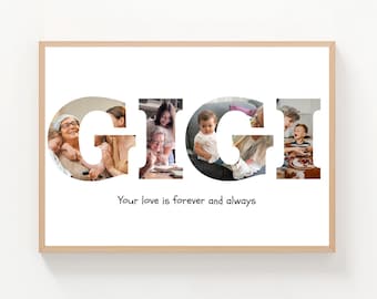 Personalized GIGI Photo Collage Frame, Mother's Day Gift (Canva Template)