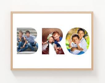 Collage photo « Bro » personnalisé - Cadeau frère personnalisé (téléchargement numérique)