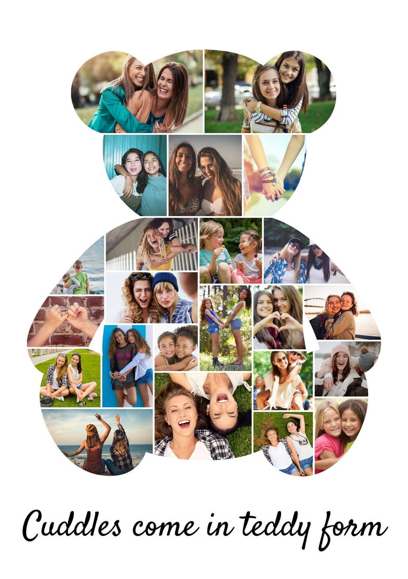 Teddy Bär Foto Collage Vorlage, Benutzerdefiniertes Andenken Geschenk, Digitaler Download, Canva Vorlage Bild 8