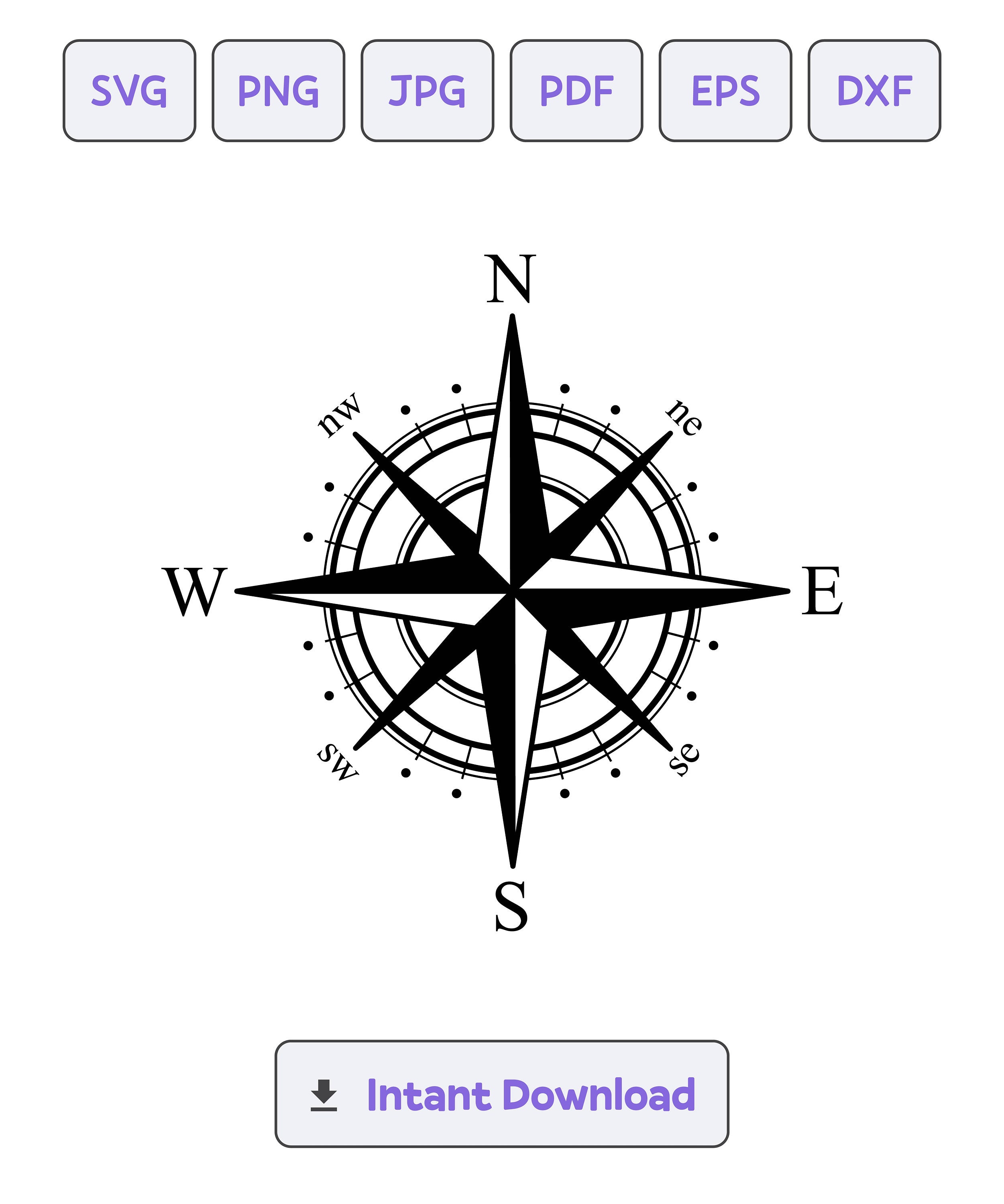 Compass Silhouette SVG Svg Compass Dxf Eps Compass Cricut Etsy UK