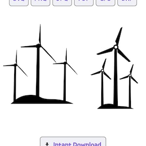 Wind Turbine Silhouette SVG, svg, Wind Turbine dxf, eps, Wind Turbine Clipart, Wind Turbine Silhouette Cut File, Instant Download