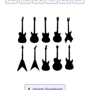 Elektrische gitaar SVG, PNG, eps: silhouetpakket gitaar | Digitale download | Guitar Shape SVG, Svg, gitaar png, Guitar Silhouette Pack
