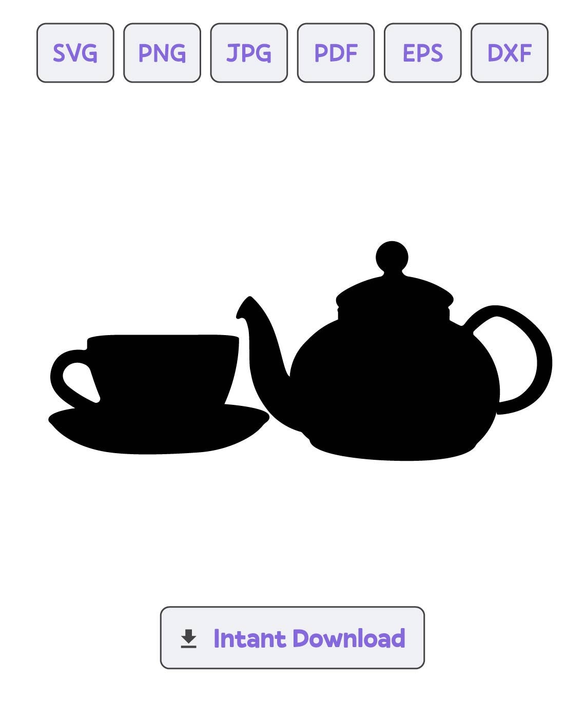 Tea Pot and Cup SVG, SVG File, Clipart, Tea Pot and Cup Files for