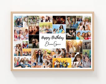 Personalisierte Geburtstags-Fotocollage: Individuelles Canva-Design (Digitaler Download)