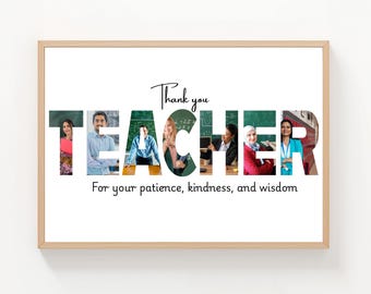 Personalized Teacher Photo Collage: Custom Memorial Artwork (Digital Download)