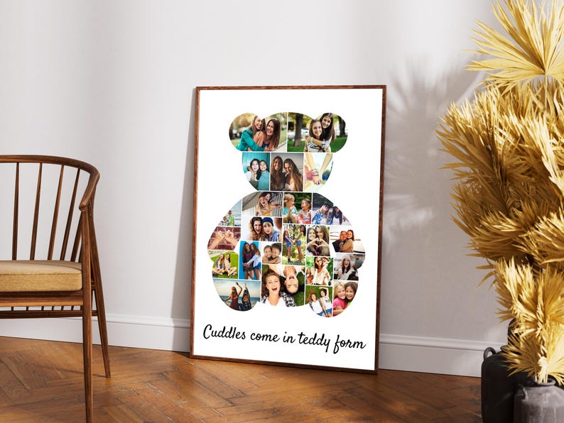 Teddy Bär Foto Collage Vorlage, Benutzerdefiniertes Andenken Geschenk, Digitaler Download, Canva Vorlage Bild 5