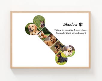 Dog Photo Collage Template: Custom Pet Memorial Gift (Digital Download)