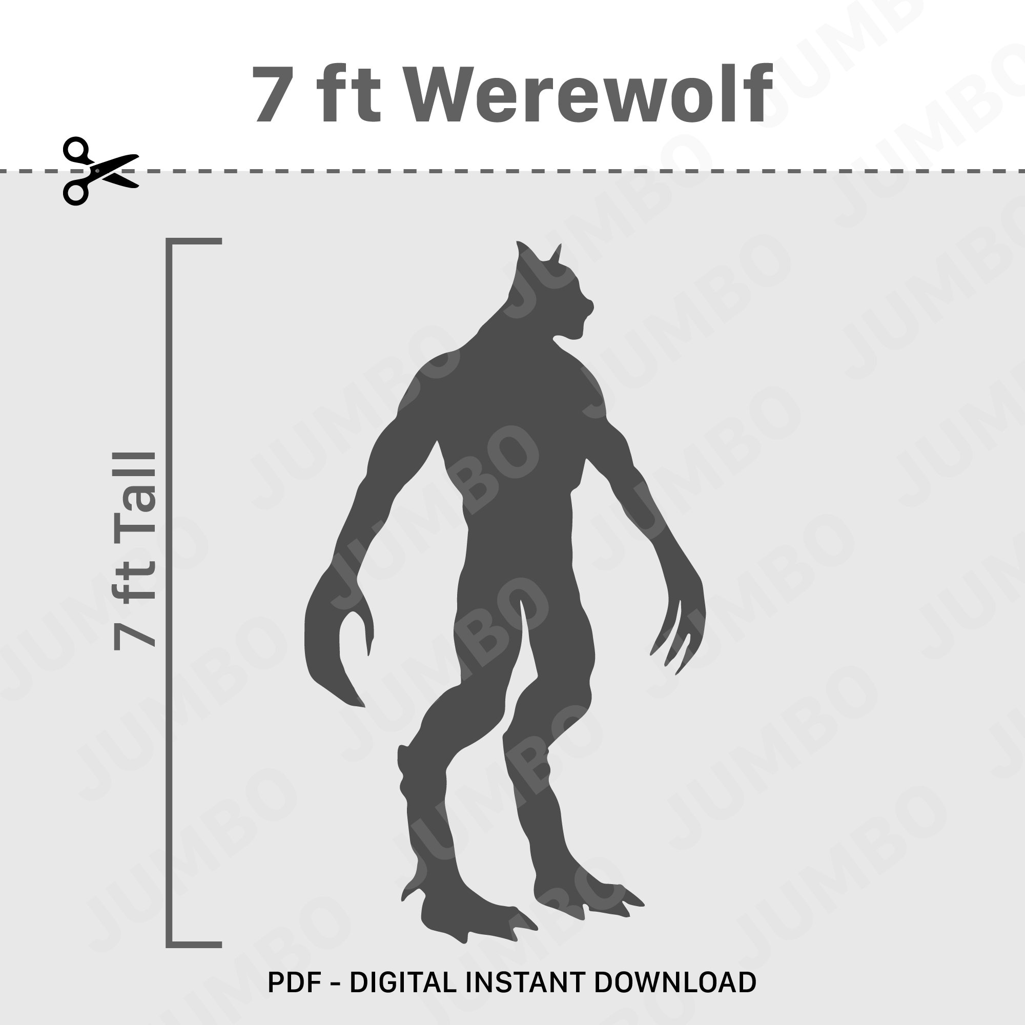 7 Ft Werewolf Printable Template for Home Decor, Print Trace