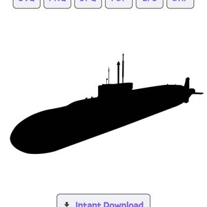 Submarine Silhoutte, Submarine SVG, Submarine Clipart, Submarine Cricut, Vector, Dxf, Png, Eps
