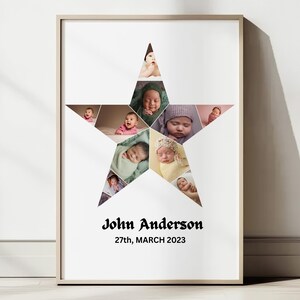 Custom Star Photo Collage, Personalized Star Gift, Star Shaped Photo Collage Template| Star frame