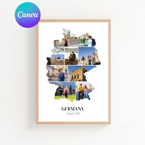Germany Map Photo Collage Template: Personalized Travel Keepsake (Digital Download)