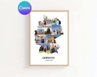 Germany Map Photo Collage Template: Personalized Travel Keepsake (Digital Download)