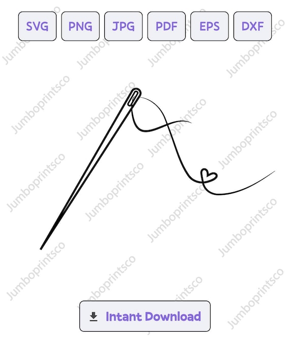 Sewing Needle Silhouette Cut File: SVG, DXF, EPS (digital Download