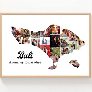 Modèle personnalisé de collage de photos de carte de Bali : souvenir de voyage (téléchargement numérique)