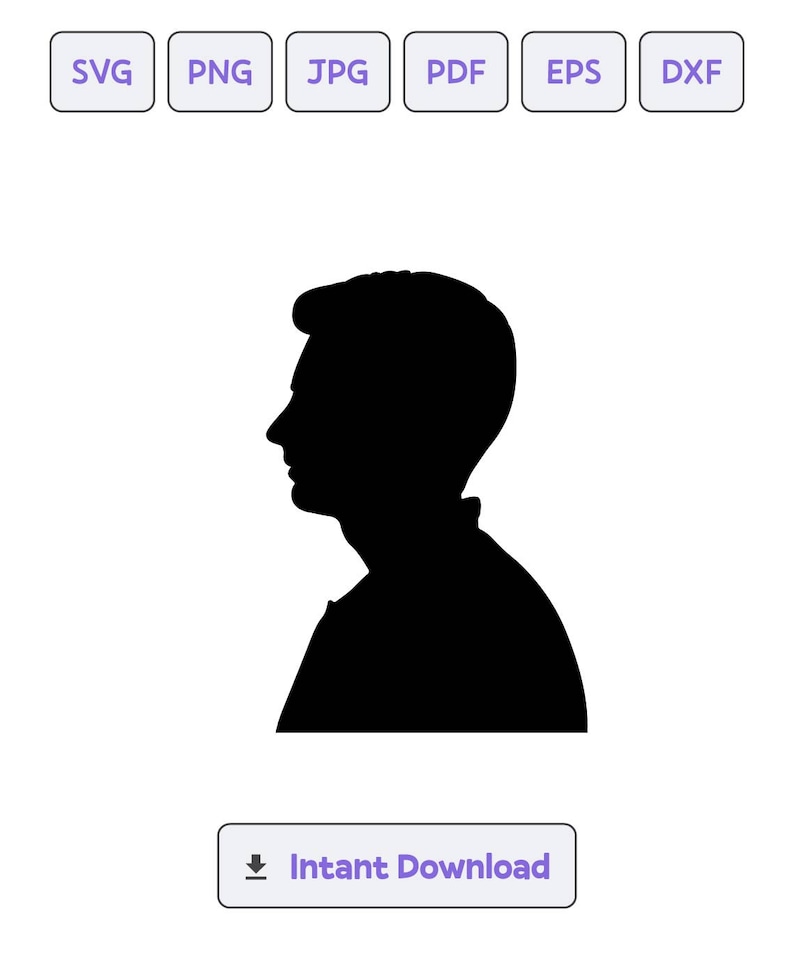 Men Side Profile Silhouette SVG, Svg, Dxf, Men Side Profile Eps, Cricut