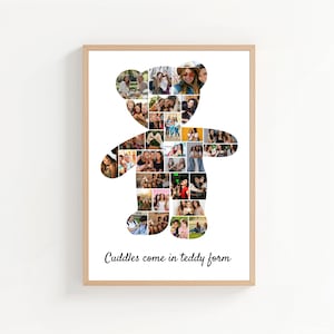 Teddy Bear Photo Collage Template, Custom Keepsake Gift, Digital Download, Canva Template