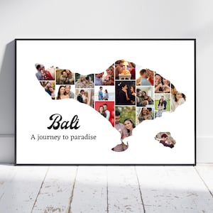 Personalisierte Bali Reisegeschenk, Collage Vorlage, Bali Karte Foto Collage, Urlaub Storyboard