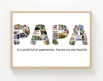Collage de fotos personalizado para papá / Regalo personalizado para el Día del Padre (Plantilla de Canva)