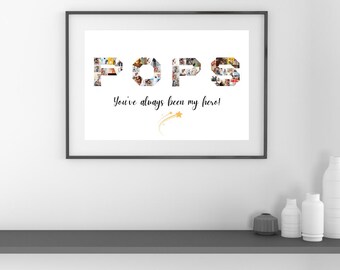 Personalisiertes "POPS" Fotocollage Geschenk für Papa (Digitaler Download)