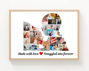 Personalized Mother and Baby Art Print, Canva template, Custom Birthday Gift | Digital Download