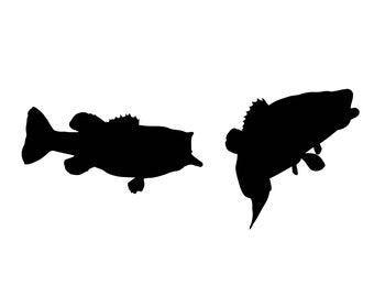 Bass Fish Silhouette, Vector Cut Files (svg, png, jpg, pdf, eps, dxf) (Digital Download)