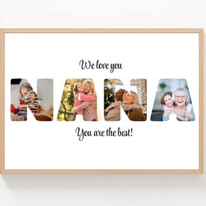 パーソナライズされたナナの写真コラージュプリント、カスタム母の日ギフト（Canvaテンプレート）