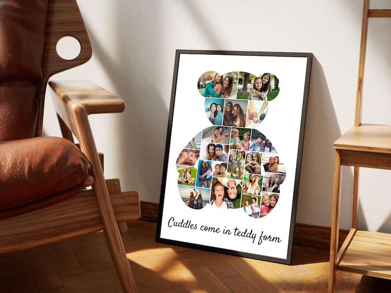 Teddy Bär Foto Collage Vorlage, Benutzerdefiniertes Andenken Geschenk, Digitaler Download, Canva Vorlage Bild 6