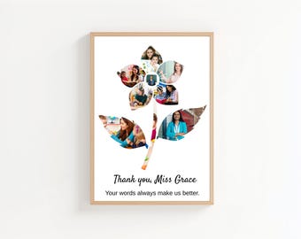 Flower Photo Collage Gift for Teachers (Digital Download), Canva template