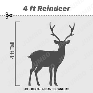 4 Ft Reindeer Printable Template for Home Decor, Print Trace and Cut templates stencils PDF Files