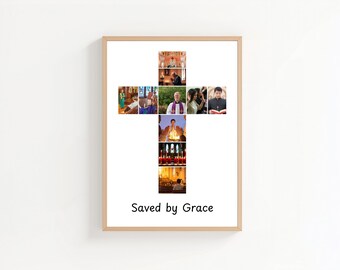 Church Cross Photo Collage: Christian Memorial Keepsake (Digital Download)
