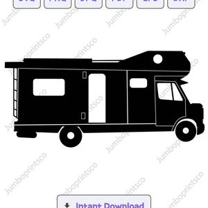 Camper silhouet, busje SVG-bestand, camper clipart, bestanden voor Cricut, busje gesneden bestanden voor silhouet, vector, dxf, png, eps