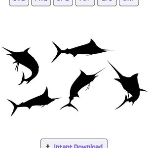 Marlin Fish Silhouette SVG, svg, dxf, Fish eps, Fish Cricut, Clipart, Fish Silhouette Cut File, Instant Download