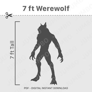 Plantilla imprimible de hombre lobo de 7 pies para decoración del hogar, plantillas para imprimir, trazar y cortar archivos PDF