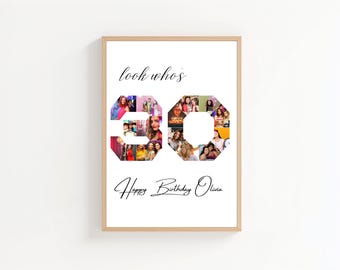 30th Birthday Photo Collage Gift, DIY Template (Digital Download)