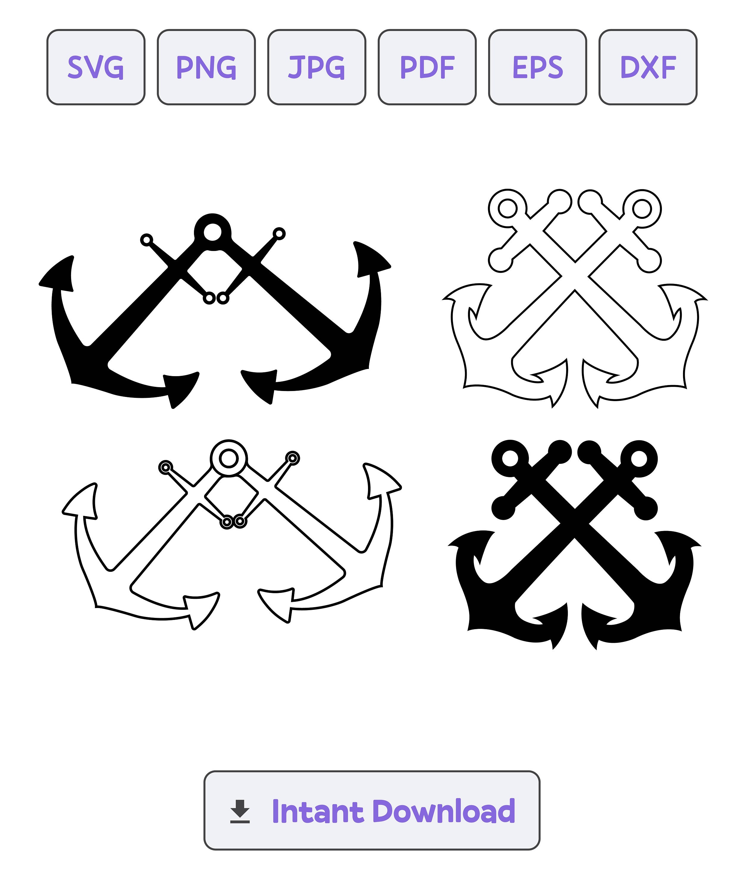 Crossed Anchor Silhouette SVG Svg Dxf Anchor Eps Anchor - Etsy